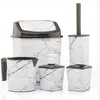 バスアクセサリーセット5ピース装飾的なバスルーム大理石デザインダストビンWCトイレブラシカップ石鹸皿ホルダー