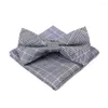 Dzieje więzi 10pcs/partia Plaid for Men Cotton Grey Self Tień Mężczyzna Czerwony Bowtie Pocket Squares Sets Men's Bowties B128