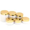 Nachfüllflasche weiße Creme Töpfe leere Haustier Make -up Haarmaskengläser glänzend Gold Silber Deckel 50 g 80 g 100 g 120 g 150 g 200 g 250 g breite Mundflasche Plastikkosmetische Enthaltende enthalten