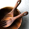 Din sets Sets natuurlijke houten lepel vork dinerkit rijstsoepen bamboe keuken koken thuis servies gereedschap gereedschap soepweespoon