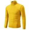 Men's Sweaters Autumn Winter Warm Classic Solid Turtleneck White Black Slim Knitted Pullovers USA XS-L