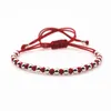 Bracelets porte-bonheur Anil Arjandas Tissage de corde rouge / noir européen américain pour les amoureux Bracelet tressé en perles rondes en acier inoxydable de 5 mm