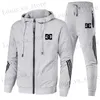 DC 2023 Ny herrdräkt Spring och höstens dragkedja pälsbyxor huva tröja kostym Business coat Two-Piece Street Sportwear T230821