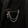 Brooches Simple Harajuku Cross Pants Pins Street Fashion Metallic Decoration Men Suit Shoe Tassel Chain Female Male Accessories