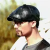 Men's Genuine Leather Warm Octagonal Cap Casual Vintage Sboy Cap Golf Driving Flat Cabbie Hat Winter Male Artist Gatsby Ber275z