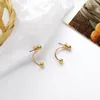 Stud Earrings WTLTC Simple Metal Double Ball For Women Minimal Front Back Studs Small Tiny Dots Ear Sweeps