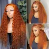 220%densità wig wig ginger zenzero in pizzo ricci profonde parrucche per capelli umani pronti per indossare parrucche frontali in pizzo profondo 13x4 hd