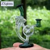 Tjockt glas dabb riggar hjul design klart återvinning glas bong borosilikat perkolator vattenpipa för dabber rökning med 14 mm skål joint blågrön svart