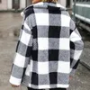 Women's Trench Coats Fashion Women Lapel Long Sleeve Plaid Single-breasted Fleece Casual Coat Jacket Winter Clothes