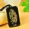 Colares pendentes verdes naturais jade de tigre tigre Chain Charms retangulares colar homens homens mulheres genuínas hetianas jades nefrite suéter