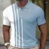 Polos pour hommes plage été tendance POLO à manches courtes imprimé rayé mode revers boutonné pour hommes