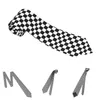 Bow Ties Black and White CheckerBoar Plaid Slitte Men Fashion Polyester 8 CM Classic Neck For Mens Shirt Accessories Cravat Gift