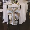 レースボウノット黄麻布椅子サッシャー天然ヘシアンジュートリネン素朴な椅子カバーウェディング装飾のためのボウノットdiy craftszz