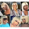 الباروكات الاصطناعية Hairugo 613# Blonde Bob Wig Human Hair Wig with bangs remy machine made brazilian hair hair wigs for woman 230818