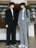 Mens Tracksuits Gmiixder Blazer Suit Korean Trend Yakışıklı High Street Sıradan 2pcs Set Hong Kong Stil DK Üniforma Ceket Pantolon 230818