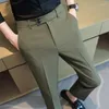 Men's Suits Fashion Business Elastic Waist Korean Version Of Air Conditioning Ice Silk Slim Casual Wedding Trousers Suit Pants