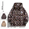 Men's Jackets Men Hooded Technical Outdoor Jacket 2023 Autumn New Cartoon Full Print Fashion Casual Retro Windbreaker High Street Trendy Style J230821