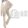 Women's Two Piece Pants Autumn Khaki Pure Cotton Sleepwear V Neck Single Breasted Wide Leg Trouser Suits Drop Sleeves Set Woman 2 Pieces