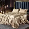 Bedding sets Nordic Mulberry Silk Bedding Set with Duvet Cover Bed Sheet Pillowcase Luxury Couple Single Double Summer 1/2 People Bedsheet 230818