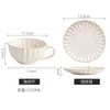 Cups Saucers Modern 220Ml Ceramic Coffee Mugs With Saucer Set Water Petal-Shaped Cup Kiln Change Glaze Relief Process Breakfast Milk Mug