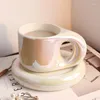 Cups Saucers Personalized Fat Cup Creative Pearl Color Ceramic Mug Office Breakfast Milk Coffee Tea Cute Couple Drinking