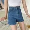 Shorts pour femmes à la mode taille haute femmes décontracté couleur unie bouton denim été femme lâche jambe large rétro dames jeans