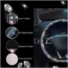 Couvre Volant 15 Pouces Couleur Brillant Strass Er Diamant Pu Cuir Accessoires De Voiture Drop Delivery Mobiles Motos Interio Dhjlo