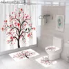 Shower Curtains Valentine's Day Shower Curtain Love Pattern Tree Printed Bathroom Curtain Mat Rug Carpet For Toilet Decor Accessories 4 Piece R230821