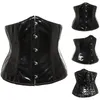 Gothic Fetish Black Underbust Corset PVC Vinyl Bustier Veter-up Top Punk S-2XL Body Shaper2404