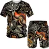 Herrspåriga ankor Leopard 3D-tryck T-shorts Shorts Set Fashion Flower Overdimensionerad kortärmad T-shirtbyxor Set Man Suits kläder