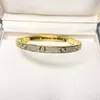 Hot Luxury Top Fine Brand Fine Pure 925 Sterling Silver Jóias Mulheres Easy Bangle Bangle Rosa Amarelo Gold Full Diamond Bangle noivado de casamento Principal Bracelete de diamante Presente