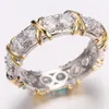 För kvinnliga ringar korsanslutning med full diamant zirkonia herrar designer smycken man kvinnor gratis frakt guldpläterad ring