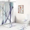 Rideaux de douche abstrait Tie-Dye marbre rideau de douche Texture luxe Graffiti bleu rideaux de salle de bain couverture de toilette et tapis de bain tapis antidérapants R230821