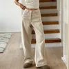Pantalones vaqueros Vintage Beige de cintura alta para mujer