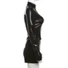 Kvinnors spårningsdräkter Metalliska förgyllning av två stycken Set Women Sexig Stand Collar Full Sleeve Zipper Tops Matching Shorts Motorcykel Slim Suits