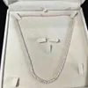 Buzlu dışarı hip hop takı gül altın 3mm 925 STERLING Silver Moissanit Diamond VVS Tenis Zinciri Kolye