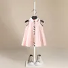 Robes de fille d'été fille jupe blanc petit col pointu robe de princesse pour enfants couleur unie sans manches chemise gilet robe enfants vêtements 230818