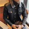 メンズジャケットブリティッシュスタイルの新しいブランド衣料品メンズスプリングカジュアルレザージャケット/男性スリムフィットファッション高品質のレザーコートマンS-3XL J230821