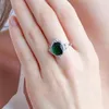 Clusterringen 925 Sterling zilver voor vrouwen Vintage Russisch gemaakt Nano Emerald Romantic Oval Ring Luxury Party Gift Fine Jewelry