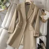 Costumes pour femmes Automne Hiver Veste Femmes Long Blazer Kaki Café Noir Bureau Dames Formelles Affaires Travail Porter Manteau Femme Survêtement