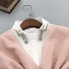 Bow Binds Frauenhemd falsche Spitze hohlen Kragen Weibliche Stickerei verstellbare Bluse -Pulloverausschnitt abnehmbar