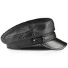 Berets LA SPEZIA sboy Cap Women Genuine Leather Baker Boy Hat Real Sheepskin Ladies Beret Black High Quality Flat 230821