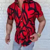 Herren lässige Hemden 2023 Sommer Slim Fit Short Tops Striped Print Shirt Revers 5xl Fashion Graphic Tee Hawaiian Übergroße Kleidung