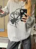 Moletons moletons moletons malhas milang impressão de aranha harajuku suéter feminino gótico vintage rasgado grunge jumper streetwear coreano pullover de hiphop de tamanho grande 230821