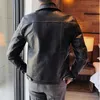 Herrjackor brittisk stil Nya varumärkeskläder Män våren Casual Leather Jacket/Man Slim Fashion High Quality Leather Coat Man S-3XL J230821