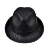 Wide Brim Hats Bucket Man High Quality Genuine Leather Jazz Fedora Gentleman Cow Skin Short BlackBrown Top Hat Male Shows Topper 230821