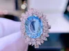 Pierścienie klastra gildia drobna biżuteria czysta 18k złota naturalna 4.29ct Santa Maria Blue Aquamarine Capstones for Women Birthday Presents