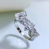 Cluster Ringe Shop 925 Sterling Silber Heart Cut erzeugt Moissanit Gemstone Hochzeit Engagement Frauen Ring fein Schmuck Großhandel