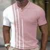 Polos pour hommes plage été tendance POLO à manches courtes imprimé rayé mode revers boutonné pour hommes