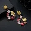 Boucles d'oreilles à tige 3A Zircon coloré Grappe de fleurs Argent 925 Aiguille Femelle Forêt Super Fée Qualité